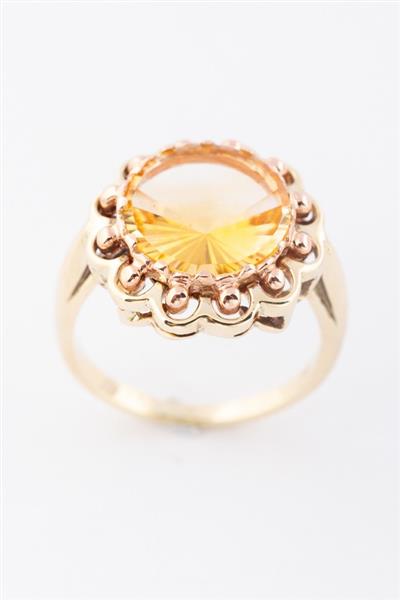 Grote foto gouden ring met citrien kleding dames sieraden