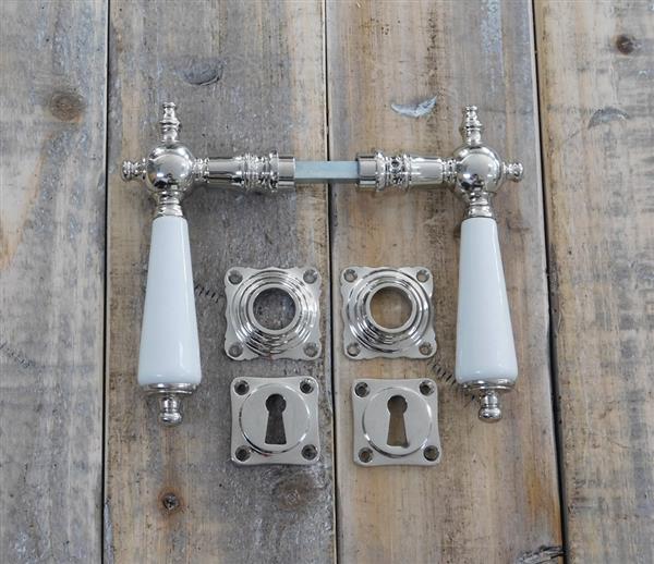 Grote foto deur set voor antieke deuren nikkel gepolijst keramiek deurknoppen retro design antiek doe het zelf en verbouw materialen en producten