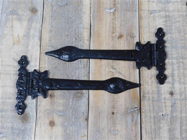 Grote foto 2 x deur scharnieren deurband zwart borstband antieke ijzeren deur scharnier middeleeuws. doe het zelf en verbouw materialen en producten