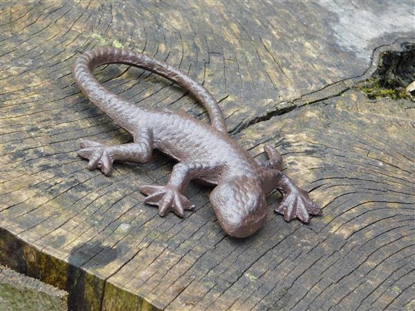 Grote foto mooie hagedis gekko als decoratie gietijzeren salamander tuin en terras tuindecoratie