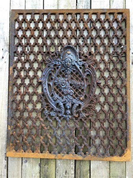 Grote foto cast iron rust deur raam rooster wandornament mooi smeedwerk tuin en terras tuindecoratie