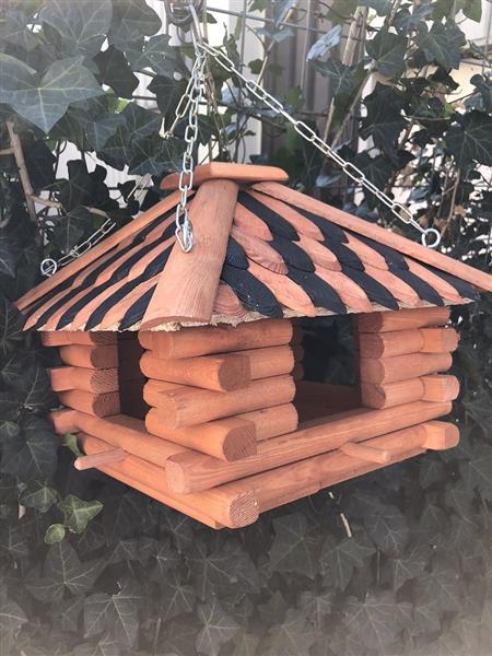 Grote foto lux houten vogelhuis voederhuis om op te hangen. tuin en terras overige tuin en terras