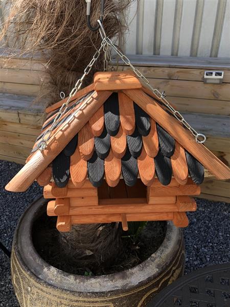 Grote foto lux houten vogelhuis voederhuis om op te hangen. tuin en terras overige tuin en terras