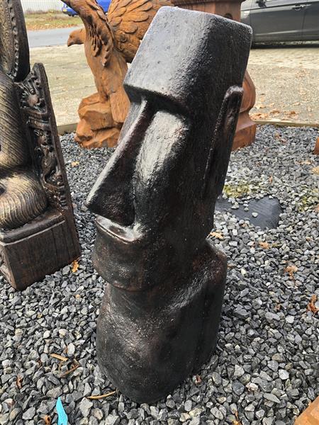 Grote foto moai xxl groot stenen beeld van de paaseilanden donker bruin tuin en terras tuindecoratie