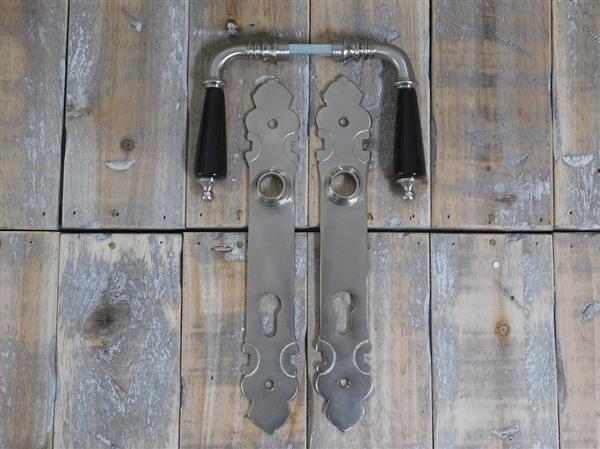 Grote foto voordeur passend deurbeslag pz92 nikkel 1930 stijl deurbeslag met antieke zwarte keramische handg doe het zelf en verbouw materialen en producten