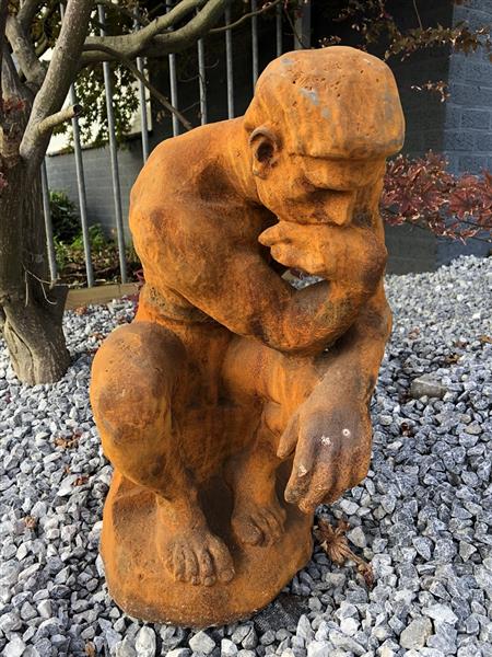 Grote foto 1 sculptuur gietijzeren beeld de denker geweldig mooi beeld tuin en terras tuindecoratie