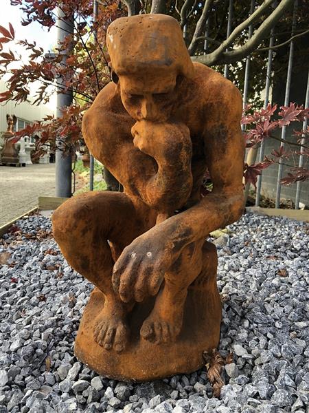 Grote foto 1 sculptuur gietijzeren beeld de denker geweldig mooi beeld tuin en terras tuindecoratie