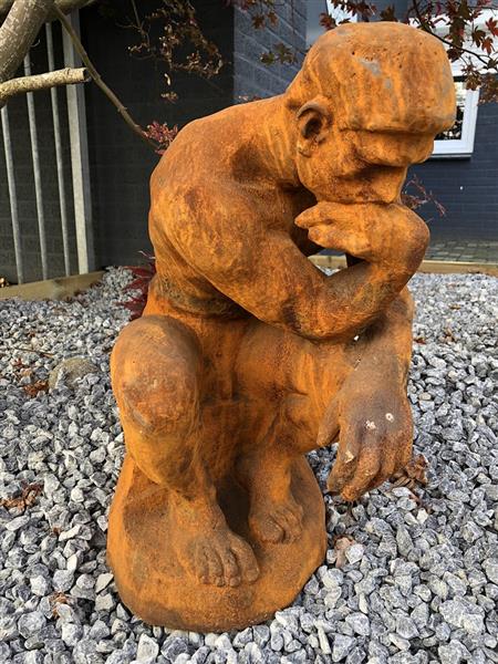 Grote foto 1 sculptuur gietijzeren beeld de denker geweldig mooi beeld tuin en terras tuindecoratie