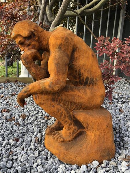 Grote foto 1 sculptuur gietijzeren beeld de denker geweldig mooi beeld tuin en terras tuindecoratie