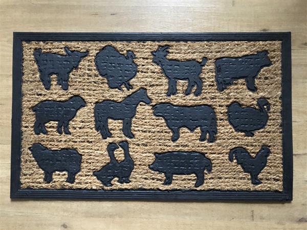 Grote foto deurmat rubber mat rubber met sisal boerderij dieren. tuin en terras overige tuin en terras