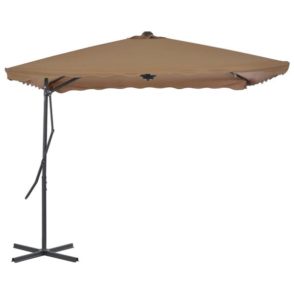 Grote foto vidaxl parasol met stalen paal 250x250 cm taupe tuin en terras overige tuin en terras