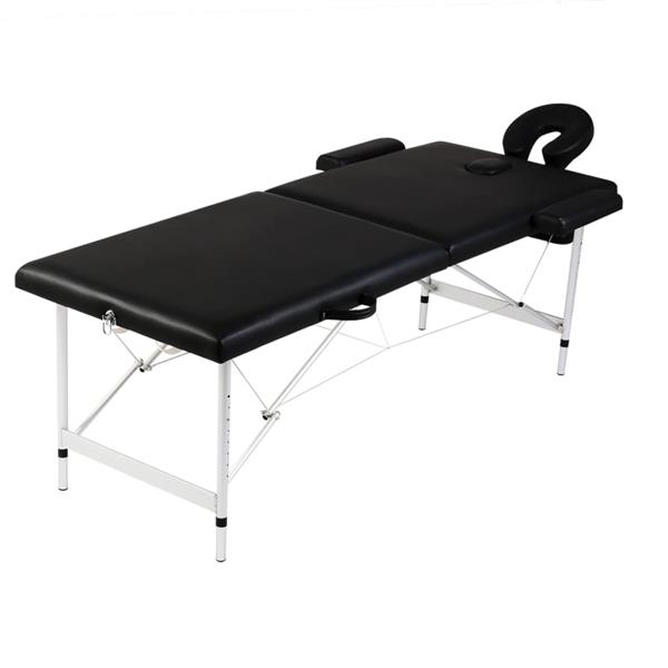 Grote foto vidaxl massagetafel met 2 zones inklapbaar aluminum frame zwart beauty en gezondheid massage