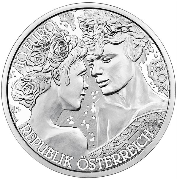Grote foto oostenrijk 10 euro 2021 de roos proof gekleurd verzamelen munten overige