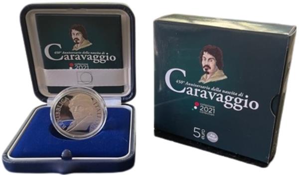 Grote foto itali 5 euro 2021 caravaggio verzamelen munten overige