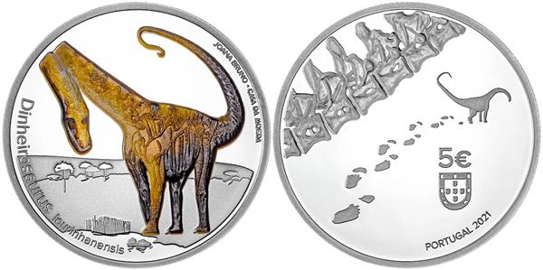 Grote foto portugal 5 euro 2021 proof dinheirosaurus lourinhanensis verzamelen munten overige