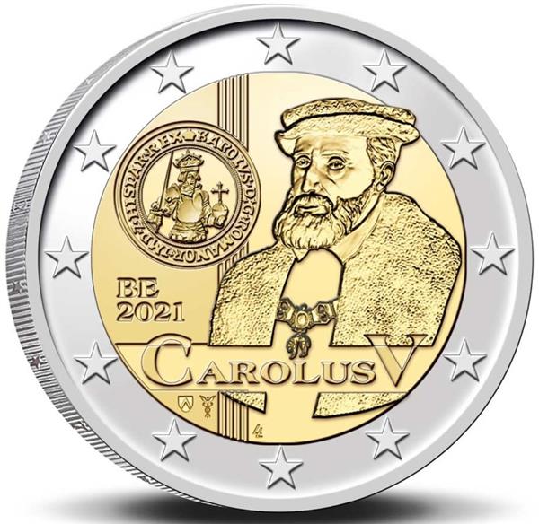 Grote foto belgi 2 euro 2021 carolus v coincard frans verzamelen munten overige