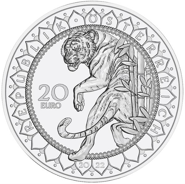 Grote foto oostenrijk 20 euro 2022 tijger verzamelen munten overige