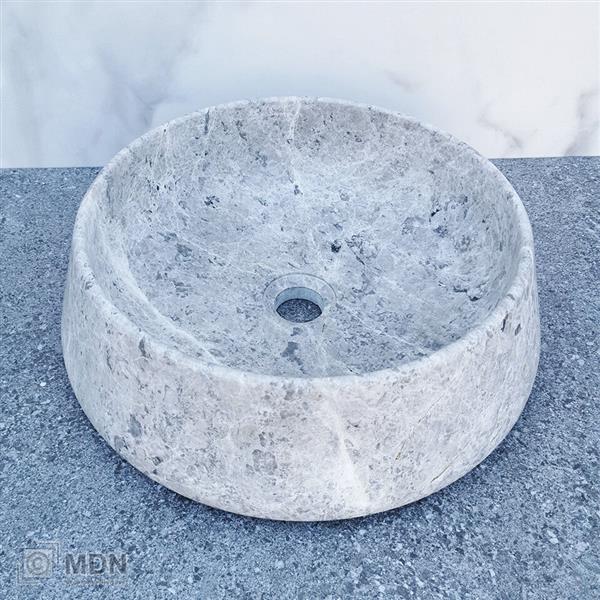 Grote foto ronde waskom marmer grijs tundra grey doe het zelf en verbouw sanitair