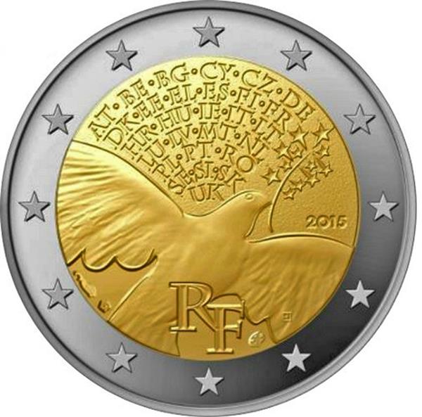 Grote foto frankrijk 2 euro 2015 70 jaar vrede verzamelen munten overige