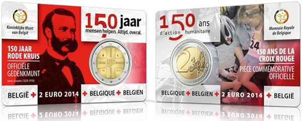 Grote foto belgi 2 euro 2014 rode kruis coincard verzamelen munten overige