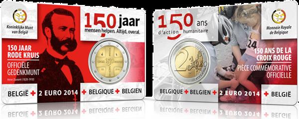 Grote foto belgi 2 euro 2014 rode kruis coincard verzamelen munten overige