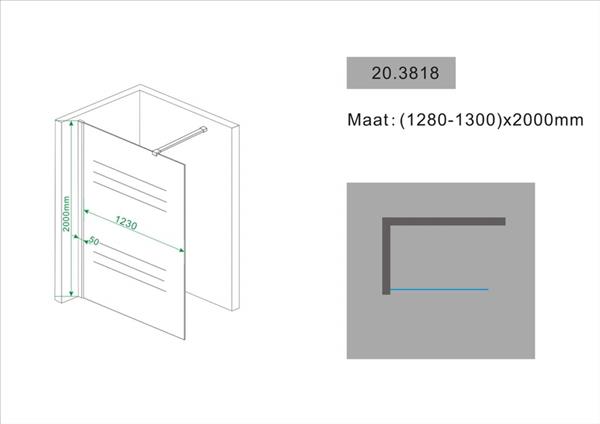 Grote foto inloopdouche muurprofiel 1300x2000 10mm nano glas doe het zelf en verbouw sanitair