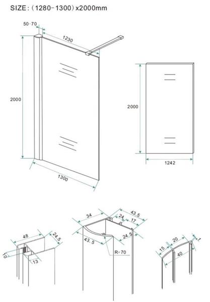 Grote foto inloopdouche muurprofiel 1300x2000 10mm nano glas doe het zelf en verbouw sanitair