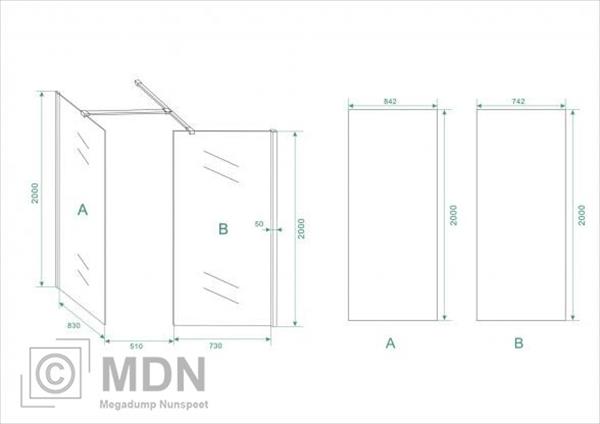 Grote foto inloopdouche combinatie set 130x90x200 10mm nano doe het zelf en verbouw sanitair