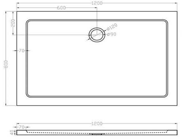 Grote foto luxe douchebak smc rechthoek 1200 x 800 x 40 mm wit doe het zelf en verbouw sanitair