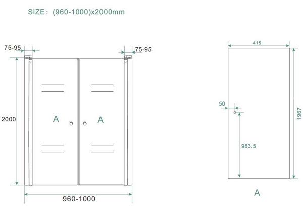 Grote foto dubbele pendeldeur in nis br 1000 x 2000 mm br 6mm nano glas doe het zelf en verbouw sanitair