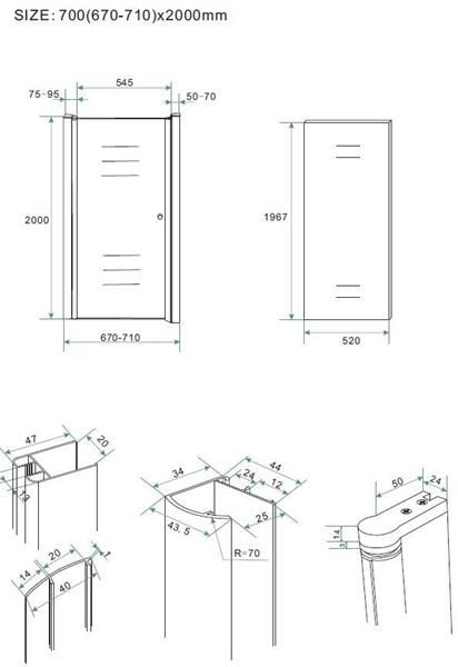 Grote foto nisdeur met profiel br 700 x 2000 mm br 8mm nano glas doe het zelf en verbouw sanitair