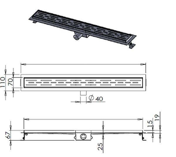 Grote foto rvs 3e generatie douchegoot flens rvs sifon filter 110x7 doe het zelf en verbouw materialen en producten