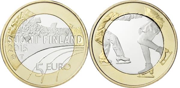 Grote foto finland 5 euro 2015 kunstschaatsen proof verzamelen munten overige