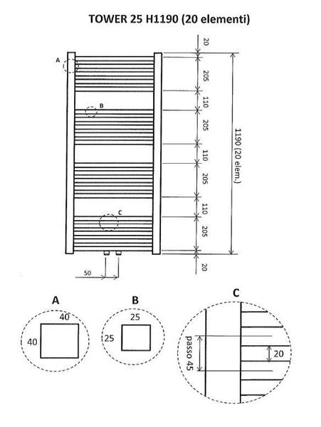 Grote foto tower sierradiator antraciet 1190x600 midden onder aansluiting doe het zelf en verbouw sanitair