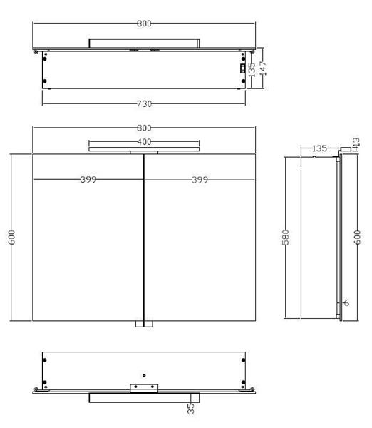 Grote foto luxe spiegelkast led verlichting 80x60x14cm huis en inrichting complete badkamers