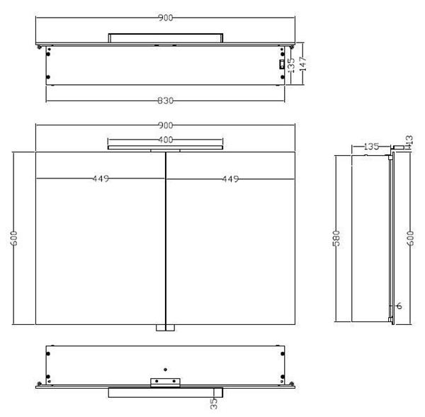 Grote foto luxe spiegelkast led verlichting 90x60x14cm huis en inrichting complete badkamers