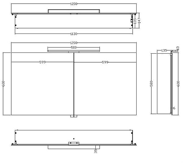 Grote foto luxe spiegelkast led verlichting 120x60x14cm huis en inrichting complete badkamers