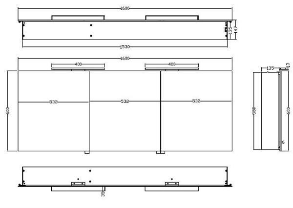 Grote foto luxe spiegelkast led verlichting 160x60x14cm huis en inrichting complete badkamers