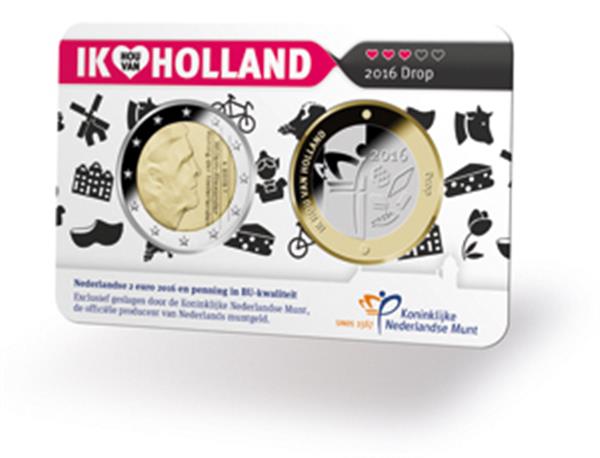 Grote foto nederland 2 euro 2016 coincard nr. 3 ik hou van holland drop verzamelen munten overige