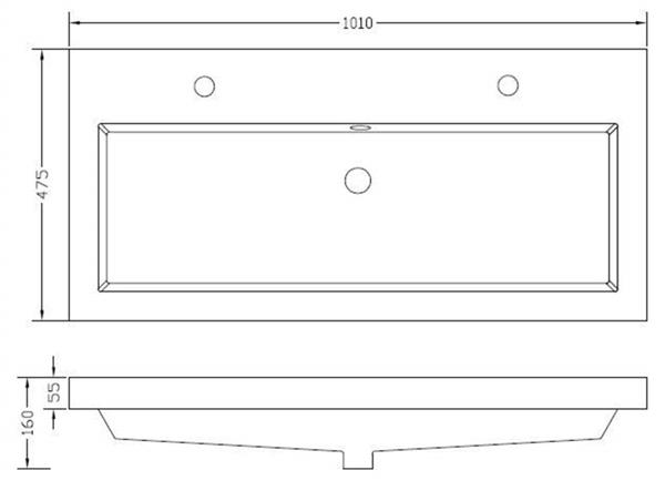 Grote foto vision kunstmarmer wastafel 2 kraangaten 100x47 wit huis en inrichting complete badkamers