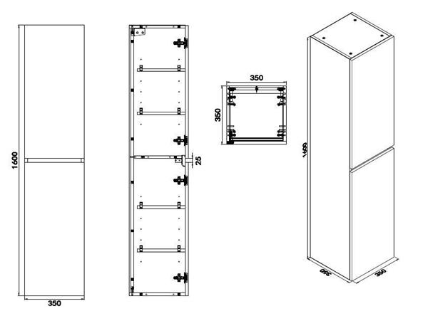 Grote foto vision kolomkast 2 deuren 160x35x35 wit huis en inrichting complete badkamers