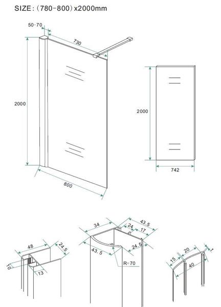 Grote foto inloopdouche 800x2000 10mm nano rookglas doe het zelf en verbouw sanitair