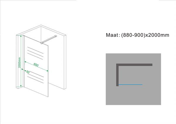 Grote foto inloopdouche 900x2000 10mm nano rookglas doe het zelf en verbouw sanitair