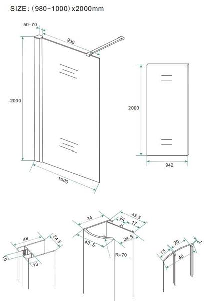 Grote foto inloopdouche 1000x2000 10mm nano rookglas doe het zelf en verbouw sanitair