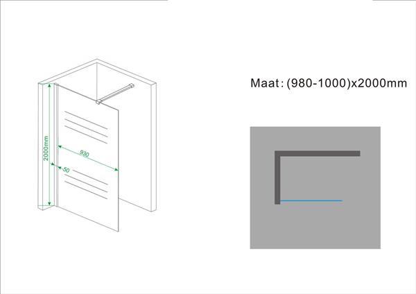 Grote foto inloopdouche 1000x2000 10mm nano rookglas doe het zelf en verbouw sanitair