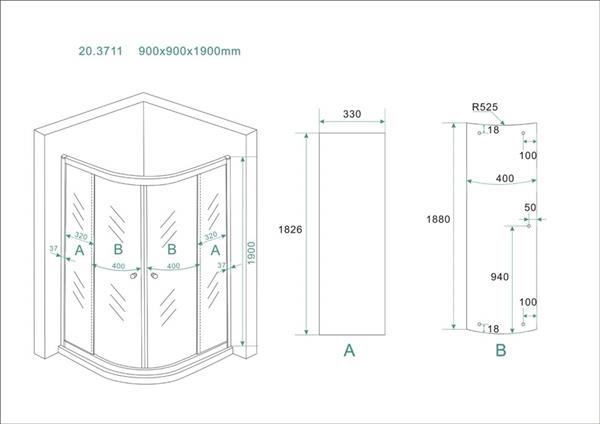 Grote foto eco 1 4 ronde douchecabine 5mm 900x900x1900 helder glas doe het zelf en verbouw sanitair