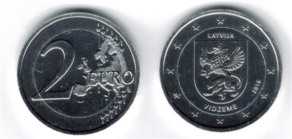Grote foto letland 2 euro 2016 vidzeme verzilverd verzamelen munten overige