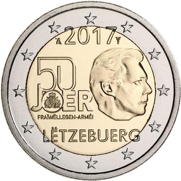 Grote foto luxemburg 2 euro 2017 50 jaar vrijwillig leger verzamelen munten overige