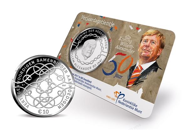 Grote foto nederland 10 euro 2017 willem alexander 50 jr. coincard bu verzamelen munten overige