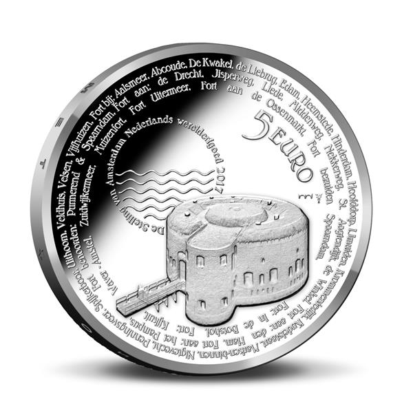 Grote foto nederland 5 euro 2017 stelling van amsterdam coincard bu verzamelen munten overige